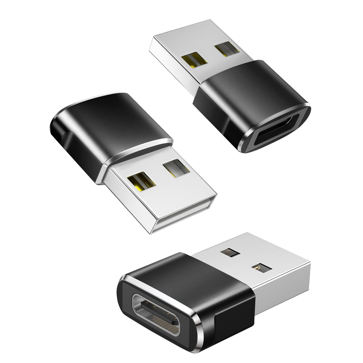 USB C to USB Adaptor, USB to USB C Adapter 3-Pack Charger Cable Converter