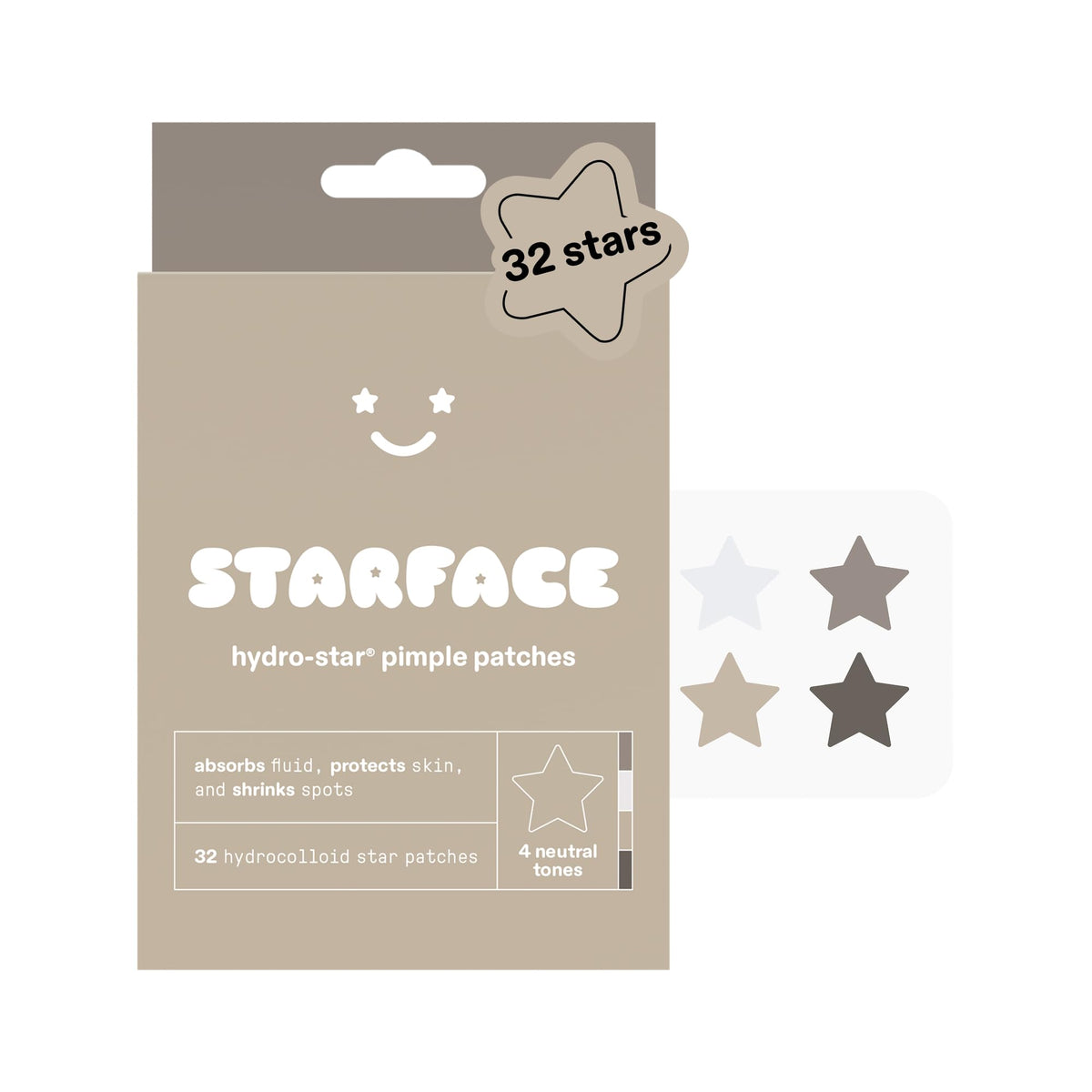 Starface Hydro-Star® Black Hydrocolloid Star-Shaped Pimple Patch, 96 ct