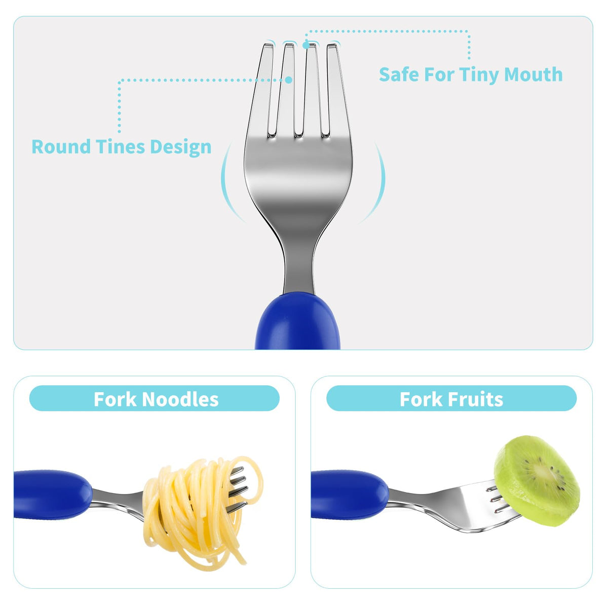 Lehoo Castle Stainless Steel Toddler Cutlery Set, 6-Piece Dinosaur Design