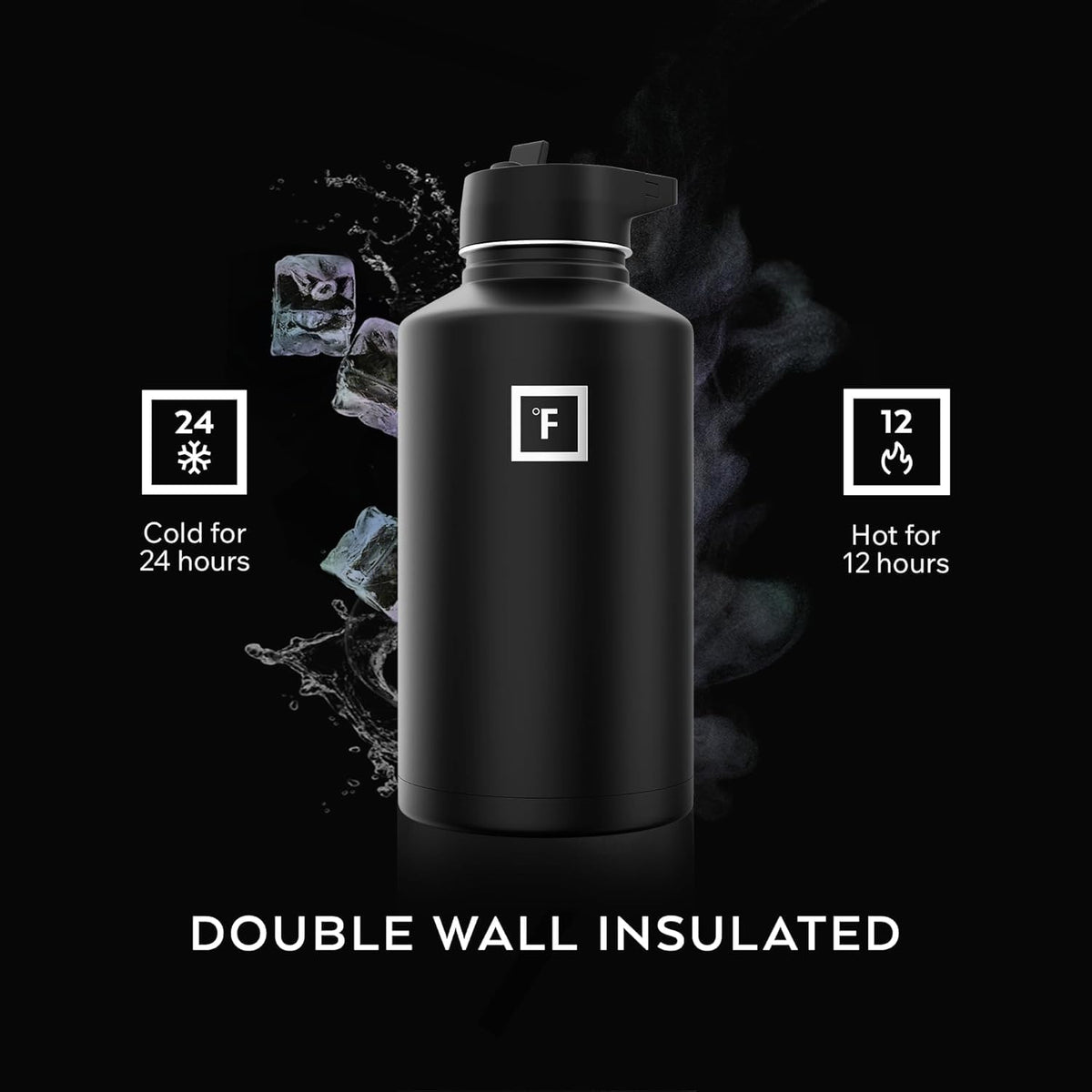 Insulated Water Bottle with Straw - 650/950/1200/1800 ml - Leakproof Double-Walled Stainless Steel Metal Drink Flask BPA-Free - Sports Travel Gym Camping Hiking Kids