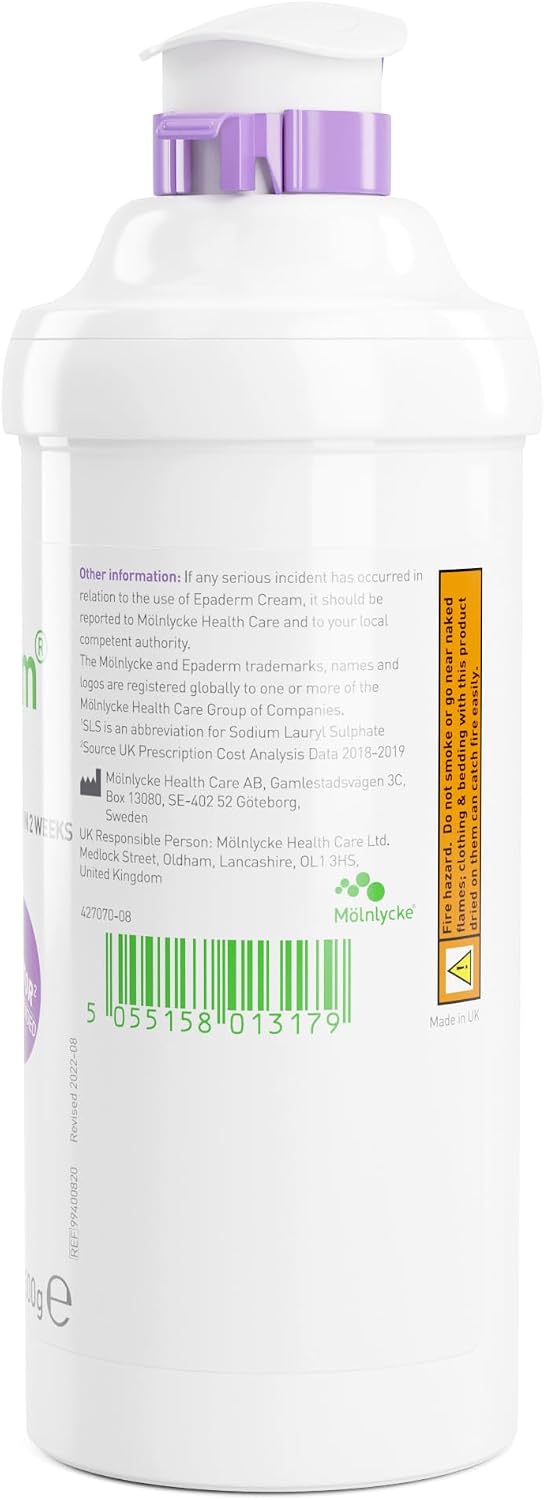 Epaderm Moisturising Cream for Dry Skin, including Eczema and Psoriasis, 500g Pump