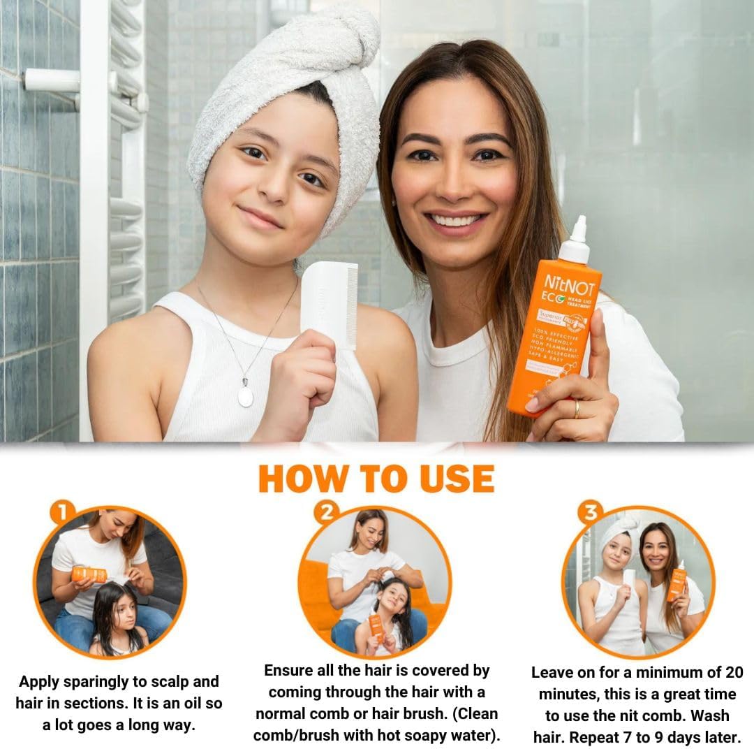 NitNOT Headlice Treatment As Seen On Dragons Den100% Effective Kills All Head Lice and Eggs. Premium Nit Treatment-Lotion(200ml). Lice Treatments Extra Defence for All Hair, for Children and Adults
