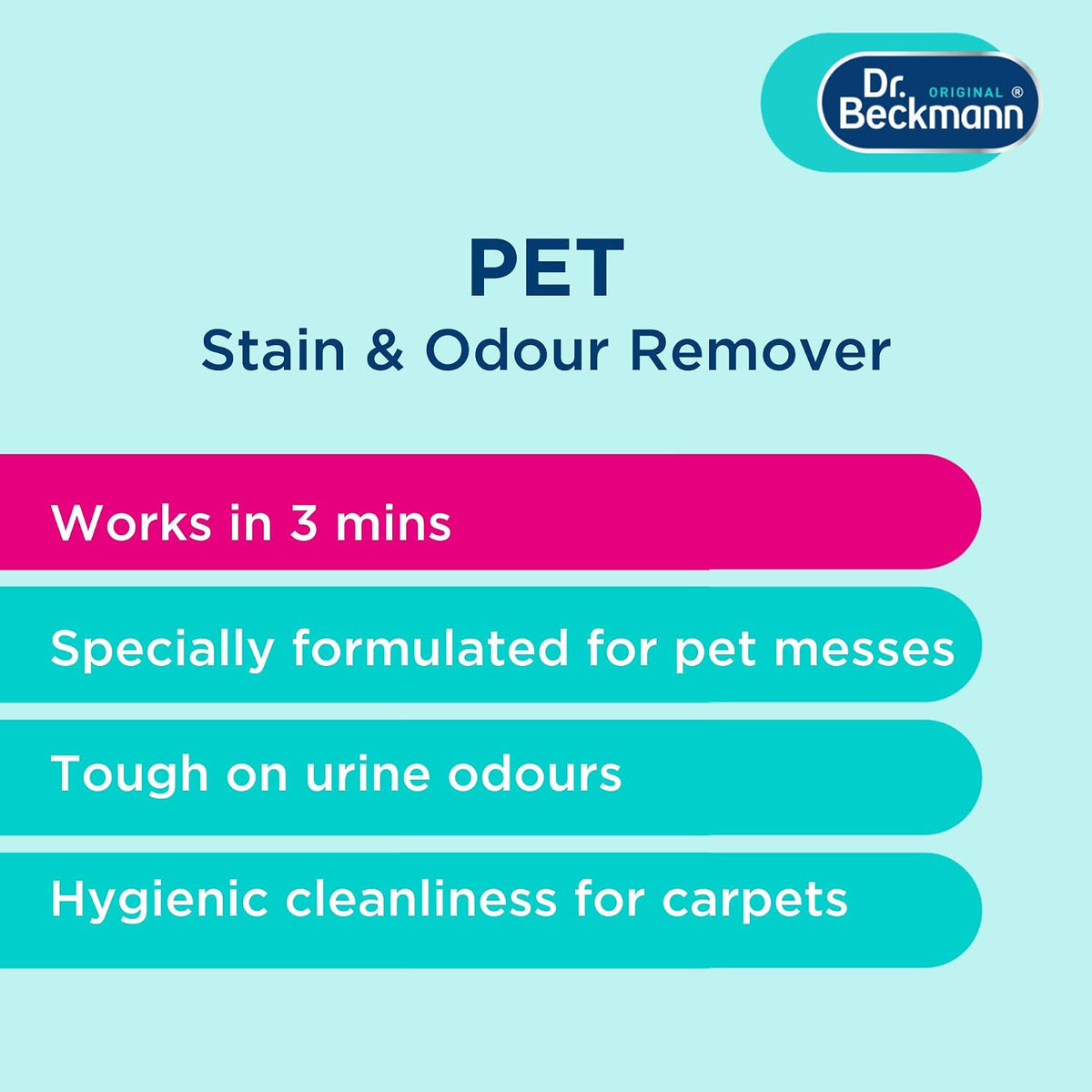 Dr. Beckmann Pet Stain and Odour Remover with Applicator Brush, 2 x 650ml