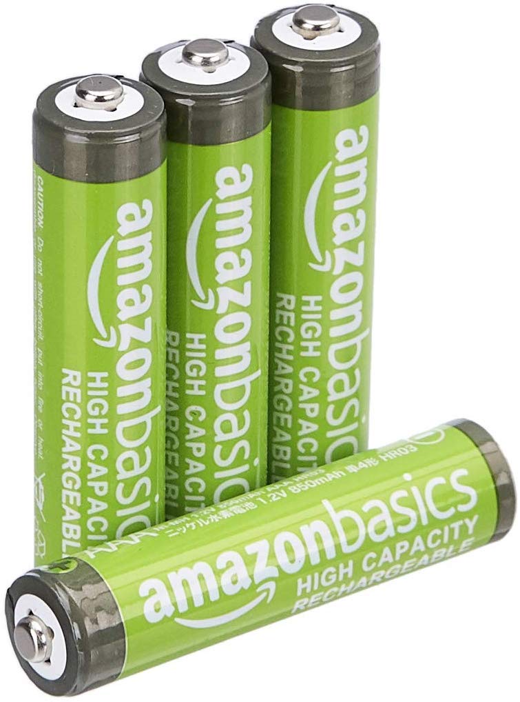 Amazon Basics 8-Pack Rechargeable AAA NiMH High-Capacity Batteries, 850 mAh, 1.2V, Recharge up to 500x Times, Pre-Charged