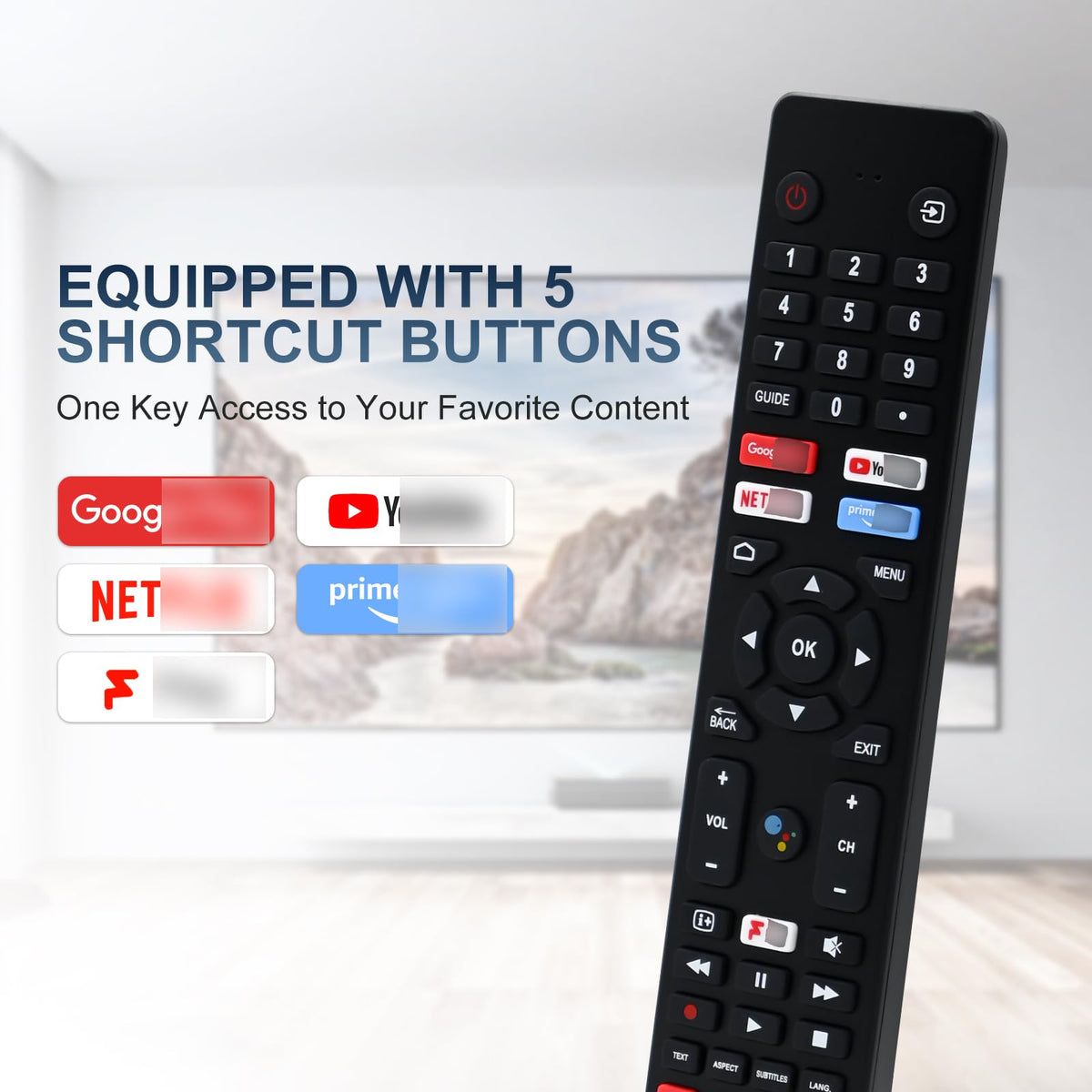 Hisense TV Remote Control, Universal Remote Control Replacement for Hisense VIDAA 4K UHD Smart TV with 12 Shortcut Buttons, No Setup Required