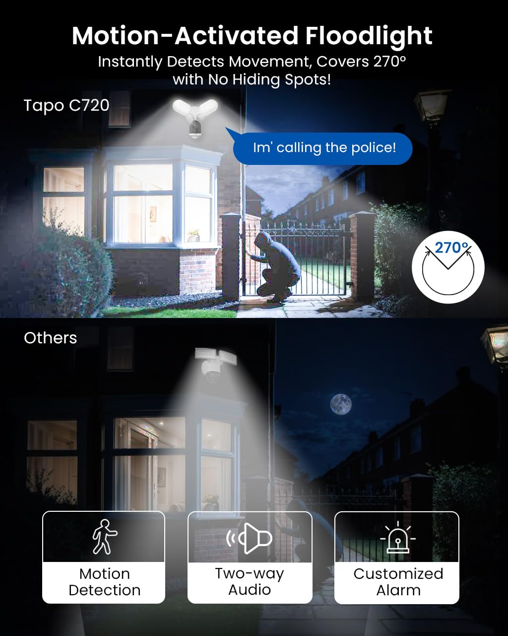 Tapo C216 2K 3MP Pan/Tilt Indoor Outdoor Security Camera Spotlights Camera