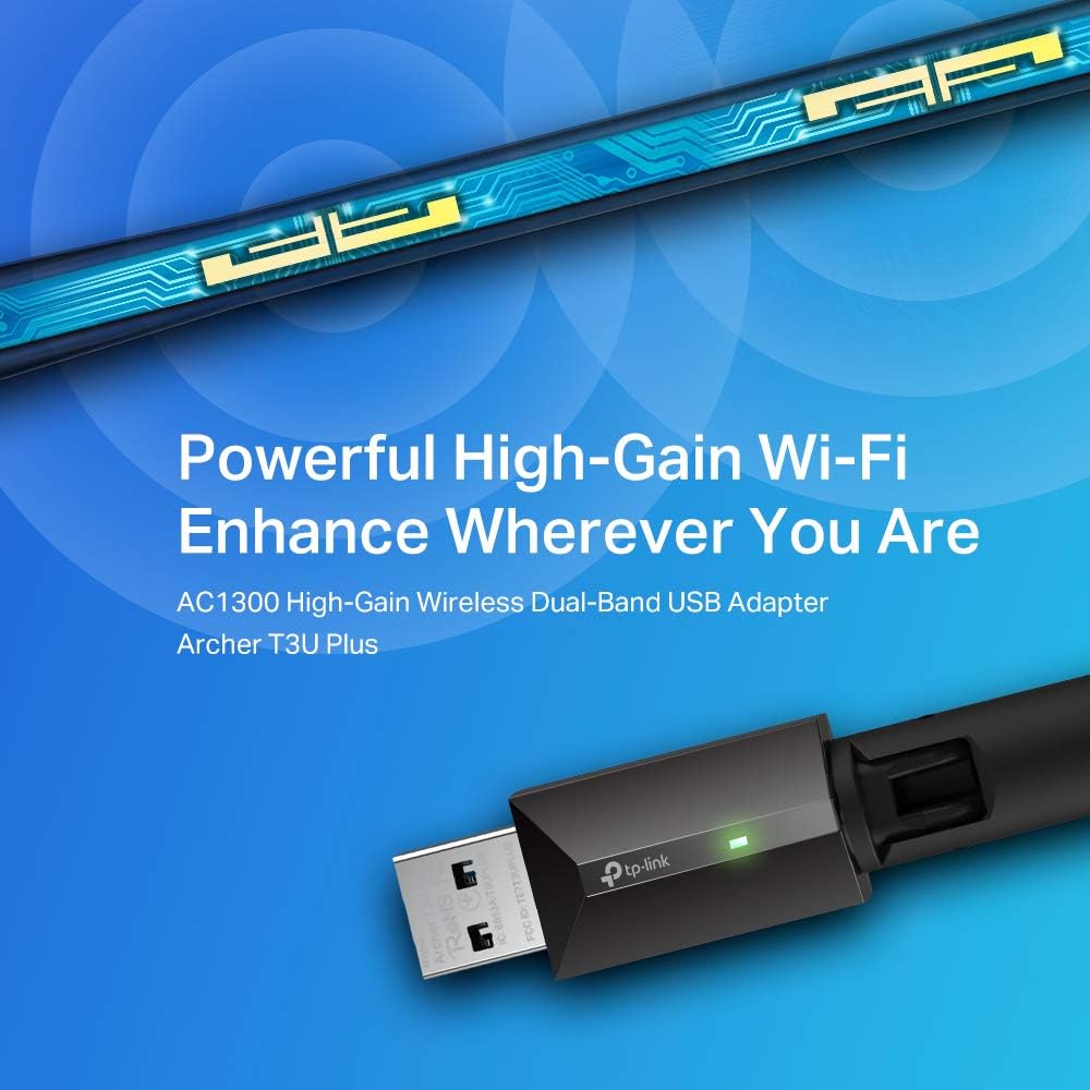 TP-Link Archer T3U Plus AC1300 WiFi Dongle, USB WiFi Adapter for PC