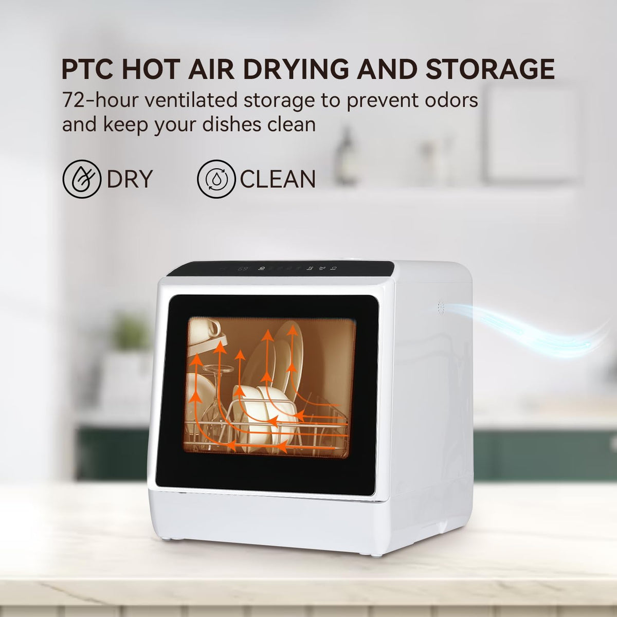 Table Top Dishwasher with 5L Built-in Water Tank| 6 Programs