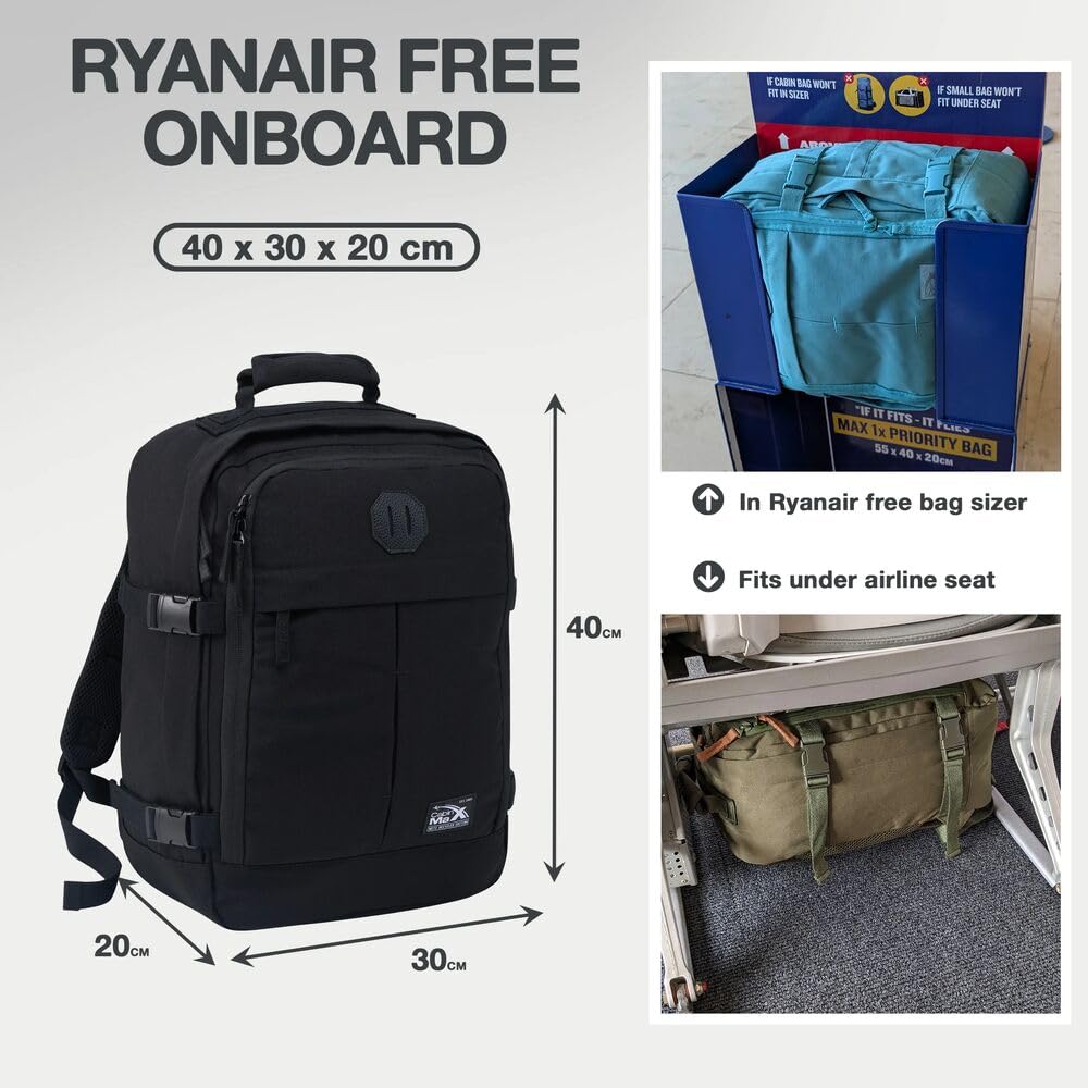 Cabin Max Ryanair Cabin Bag Underseat Hand Luggage Travel Backpack 40x20x25