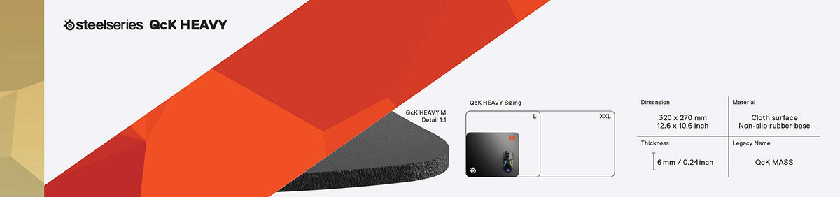 SteelSeries QcK Edge Cloth Gaming Mouse Pad - Never-fray Stitched Edges - Optimized For Gaming Sensors - Size L (450 x 400 x 2mm) - Black