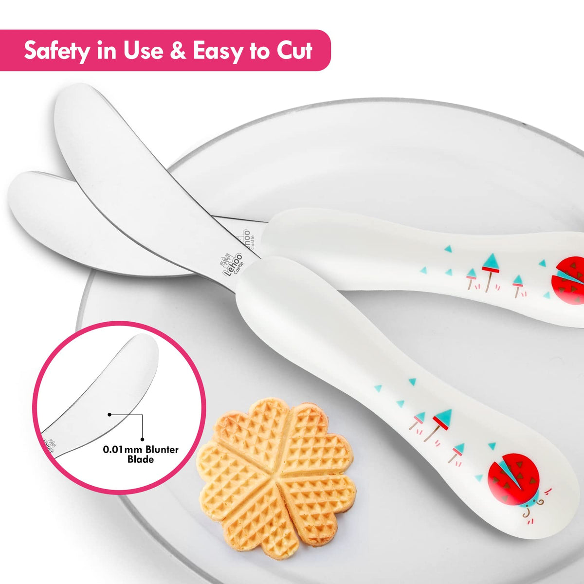 Lehoo Castle Stainless Steel Toddler Cutlery Set, 6-Piece Dinosaur Design