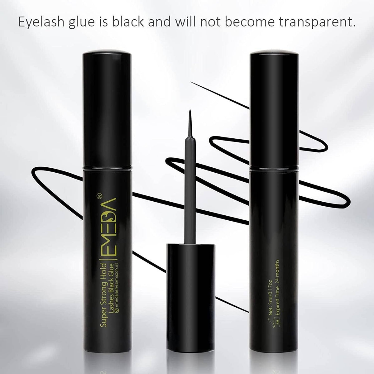 EMEDA Super Strong Hold False Eyelash Glue Professional Latex Free Lash Glue Waterproof Lash G lue Transparent Strip Eyelash Adhesive White and Clear