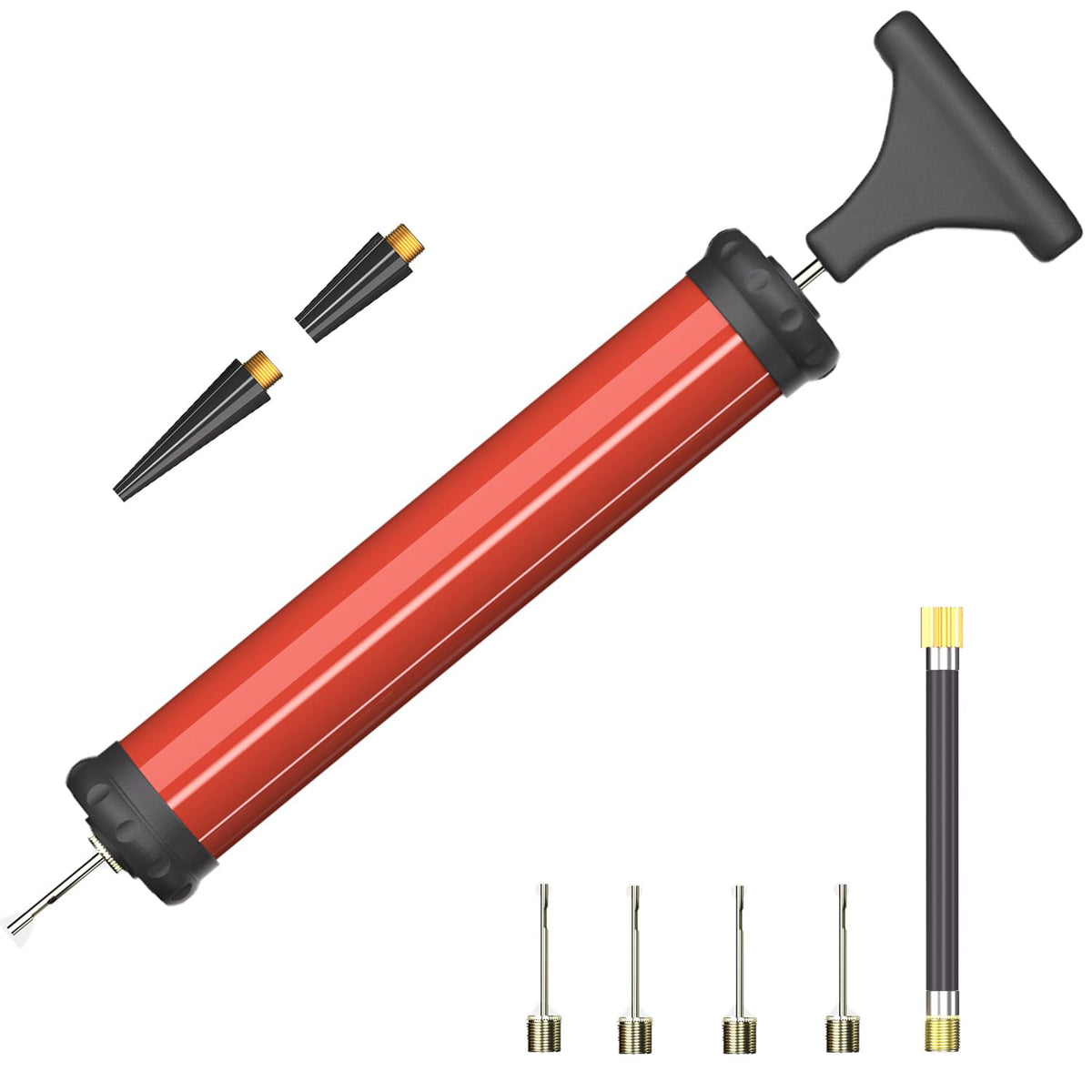 DDUO Portable Ball Pump,Air Pump Inflator Kit with Needle,Nozzle, Extension Hose Hand Pumps for Basketball Football Volleyball Water Polo Rugby Exercise Sports Ball Balloon swimming ring