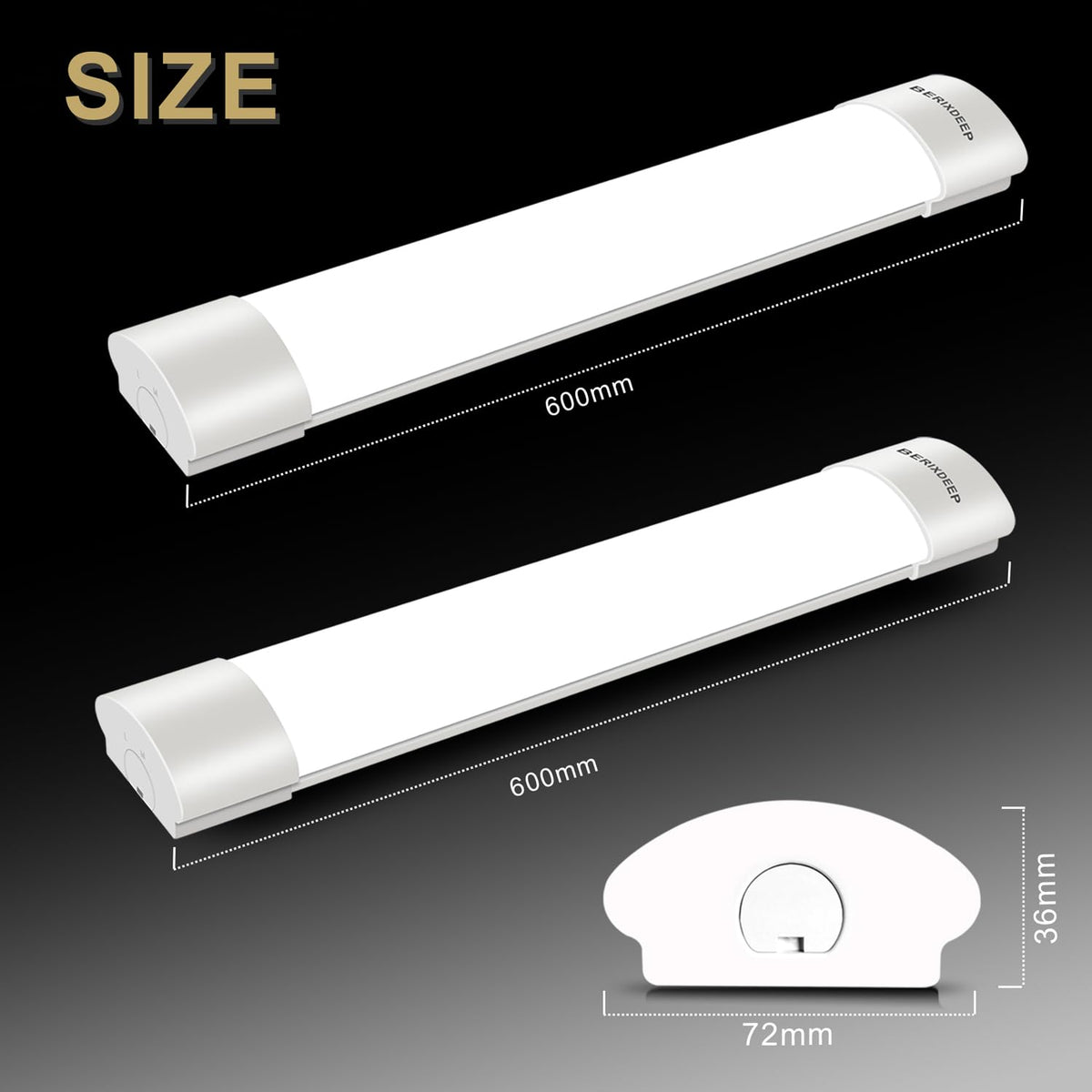 Plug and Play LED Batten Light 4ft with 3m Cable, 36w, 6500K