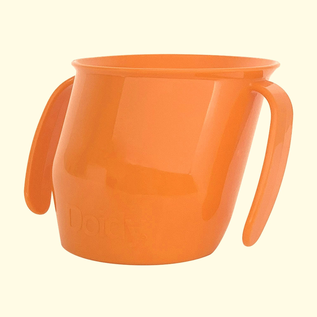 Doidy Cup, Open Cup for Training Baby 6 Months-3 Years, 200ml, Slanted Weaning Cup with Handles for Learning to Drink, BPA Free, 2 Pack (Orange)