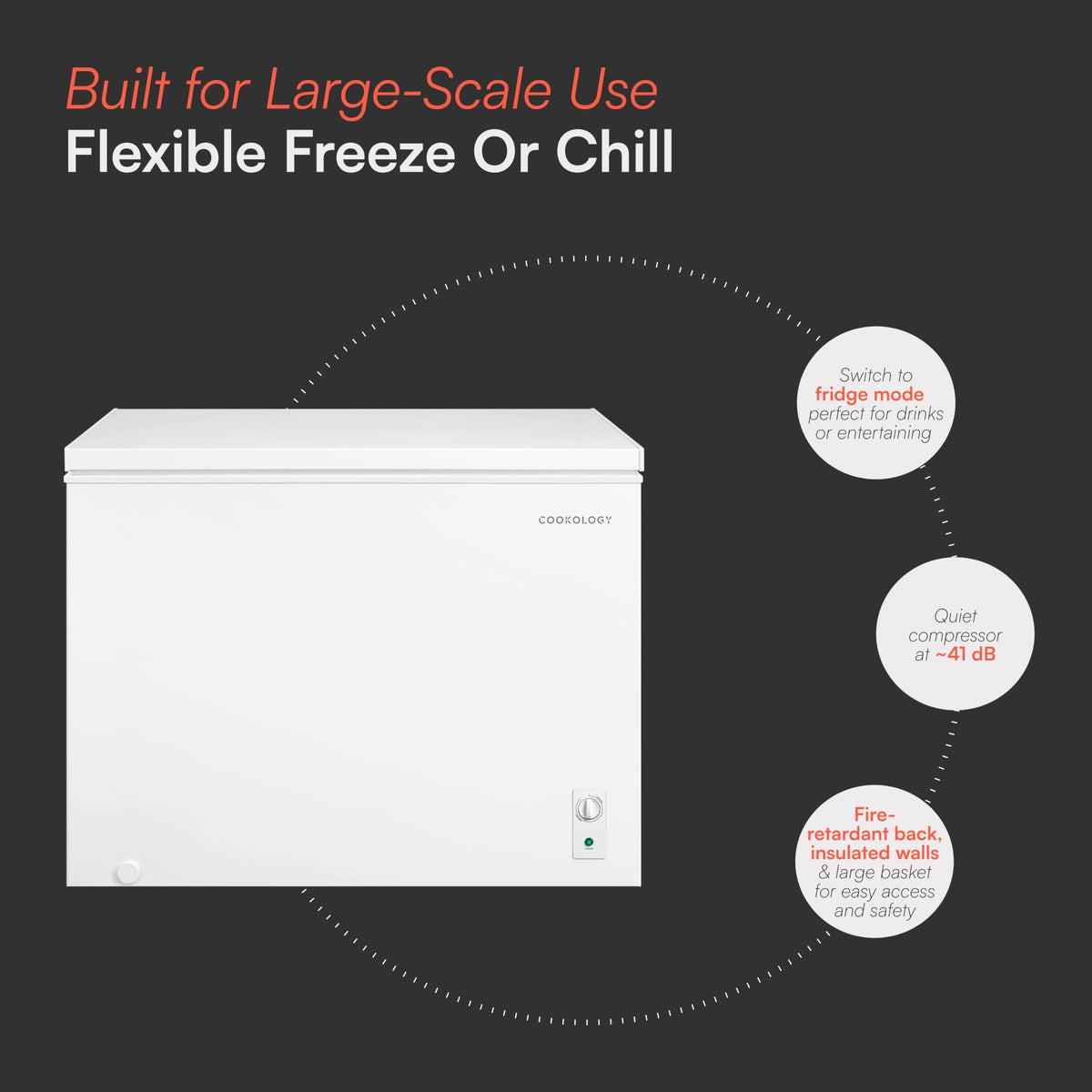 Cookology 99L Freestanding Chest Freezer - Adjustable Feet - White