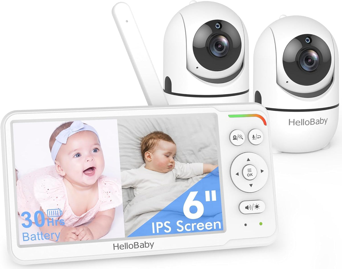 HelloBaby HB6550 Baby Monitor with Camera and Night Vision, 5" Split Screen