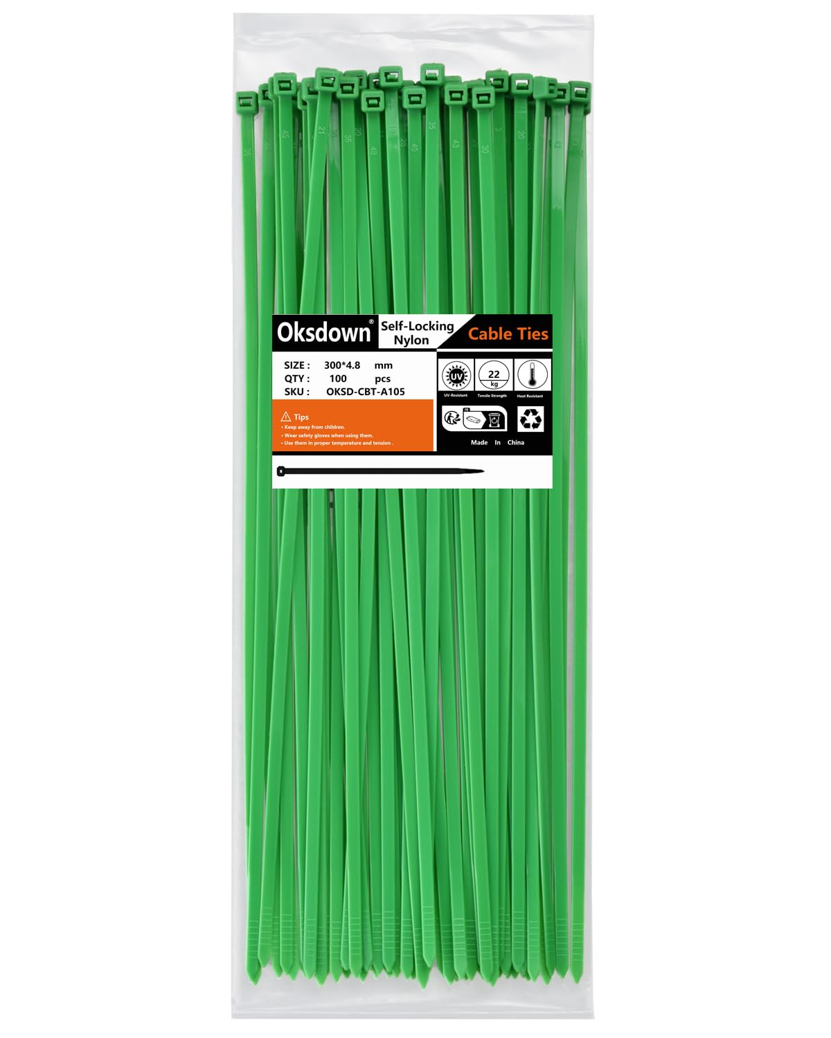 100 Pack Yellow Plastic Cable Ties 300mm×3.6mm Heavy Duty Strong Nylon Premium Self Locking 12 inch/30 cm Long Zip Tie Wraps