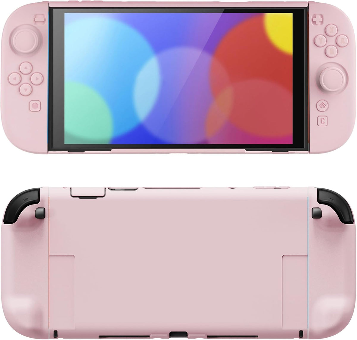 PlayVital Solid Color Series Protective Case for Nintendo Switch 2, Anti-Scratches Hard Shell Dockable Grip Cover with Extra Foldable Stand & Thumb Grips for Nintendo Switch 2 - Cherry Blossoms Pink