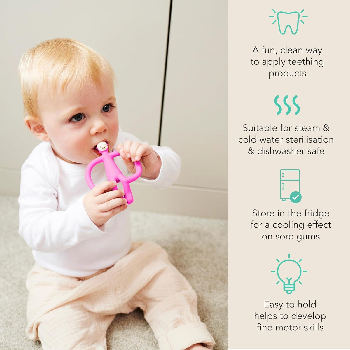 Matchstick Monkey Original Teether with Gel Applicator, Hearts