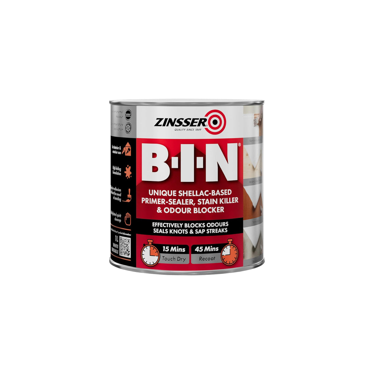 Zinsser B-I-N Interior & Spot Exterior White Primer Sealer & Stain Killer 2.5 Litre