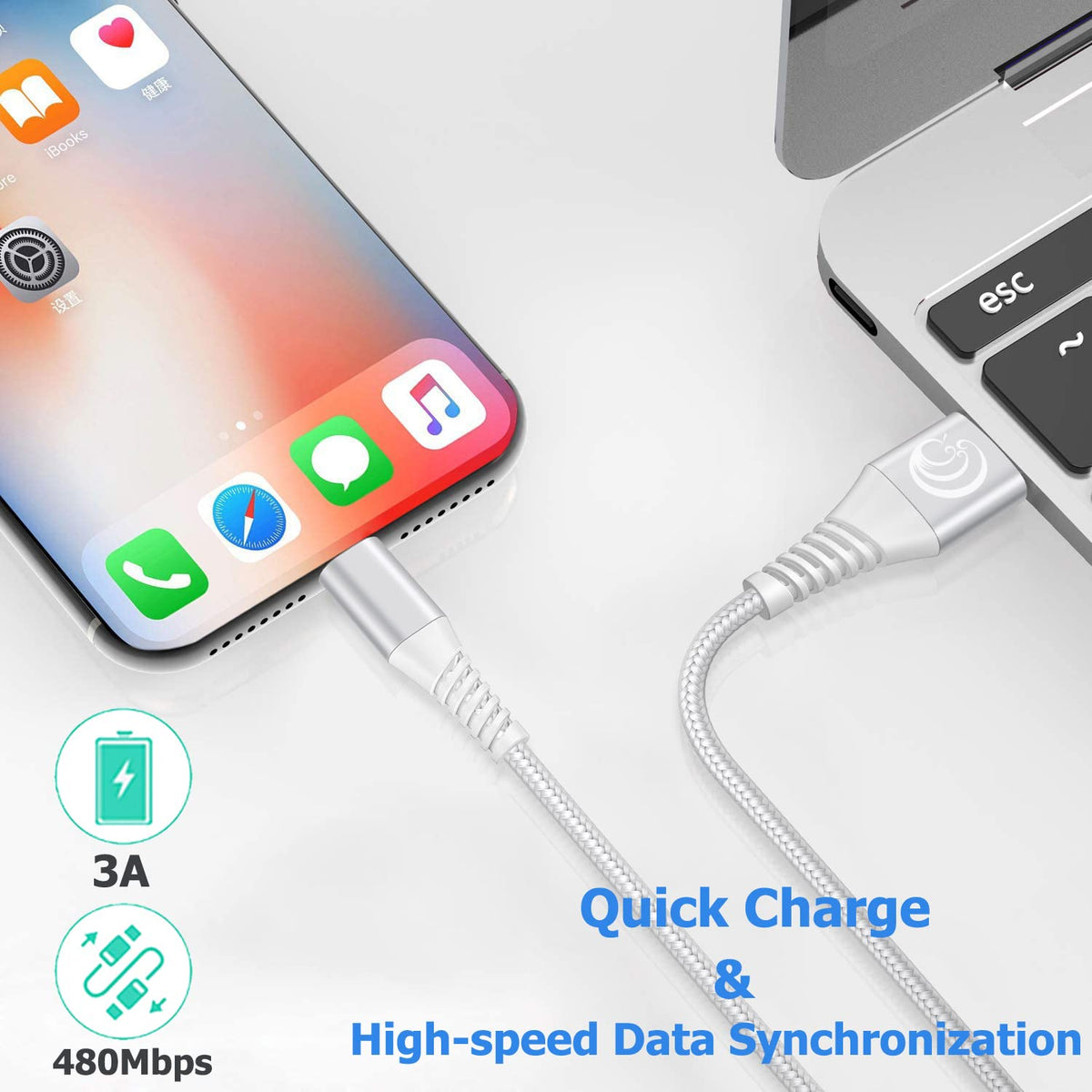 2Pack 2M iPhone Charger Cable, MFi Certified Lightning Cable Fast Charging Braided iPhone Charger Fast Charge USB Charging Lead for Phone 14 13 12 11 Pro Max XS XR X 8 7 6 Plus 5 SE, iPad and iPod