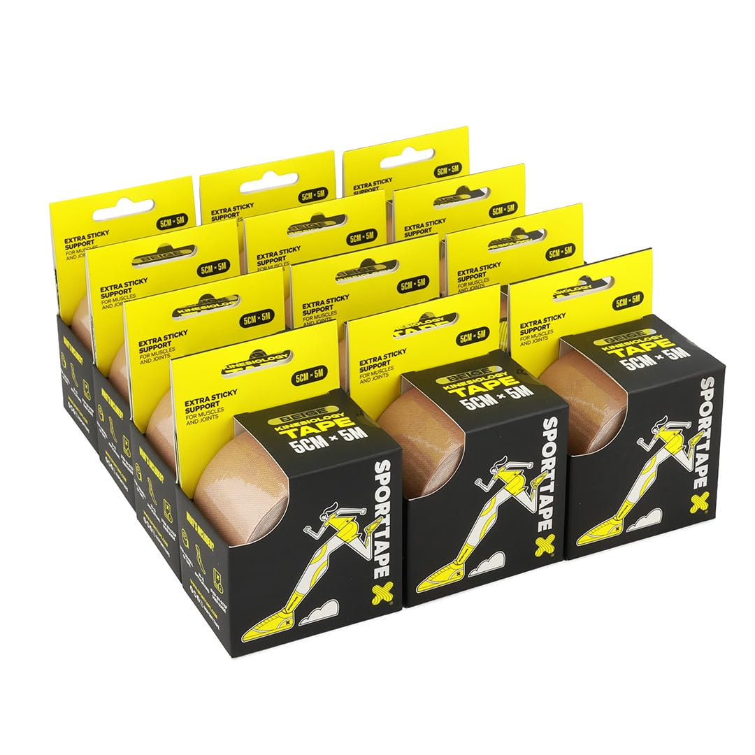 SPORTTAPE Kinesiology Tape, 5cm x 5m, Black - Waterproof, Hypoallergenic