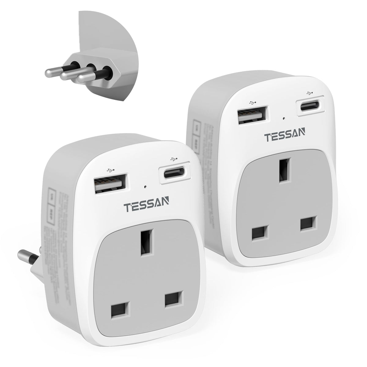 TESSAN UK to Australia Plug Adapter, Type I AU NZ Travel Adapter with USB C