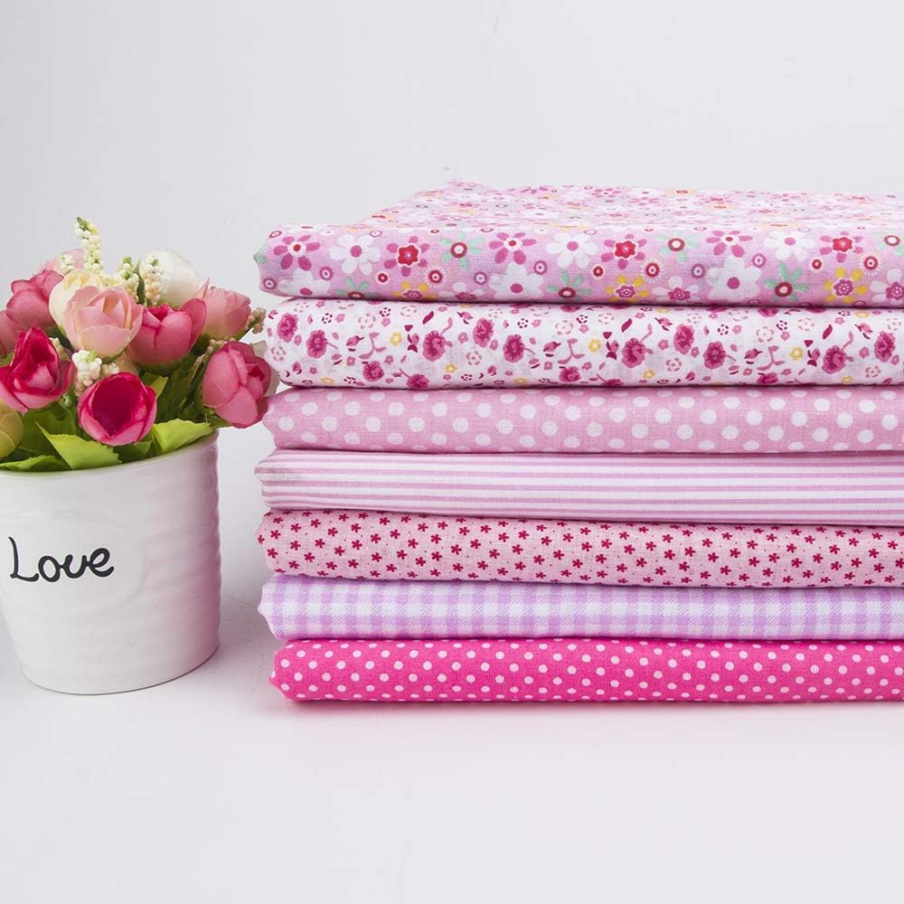 7Pcs Fat Quarters Fabric Bundles, 50CM x 50CM Cotton Fabric DIY Making Supplies Quilting Patchwork Gingham Fat Quarter Material for Sewing,Patchwork, DIY Crafts & Home Decorate (Black)