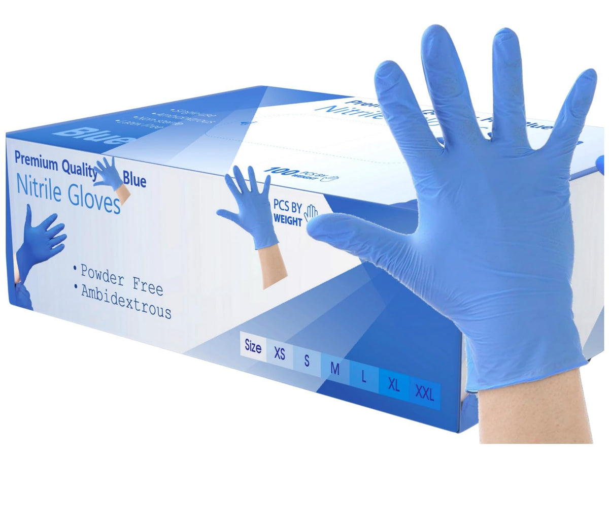 2000 Disposable Gloves Extra Large Blue Nitrile Examination Gloves Medical, Food, Care, Mechanical, Industrial, Hair & Beauty, Janitorial, Multipurpose-Powder Free (2000 Gloves, Extra Large)