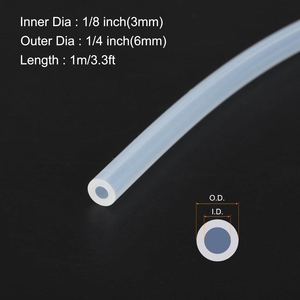 3.3ft Silicone Tubing 4mm ID 6mm OD Clear Industrial Plastic Tubing Pure Silicone Hoses for Pump Siphoning Draining Irrigation Brewing, 1/4"