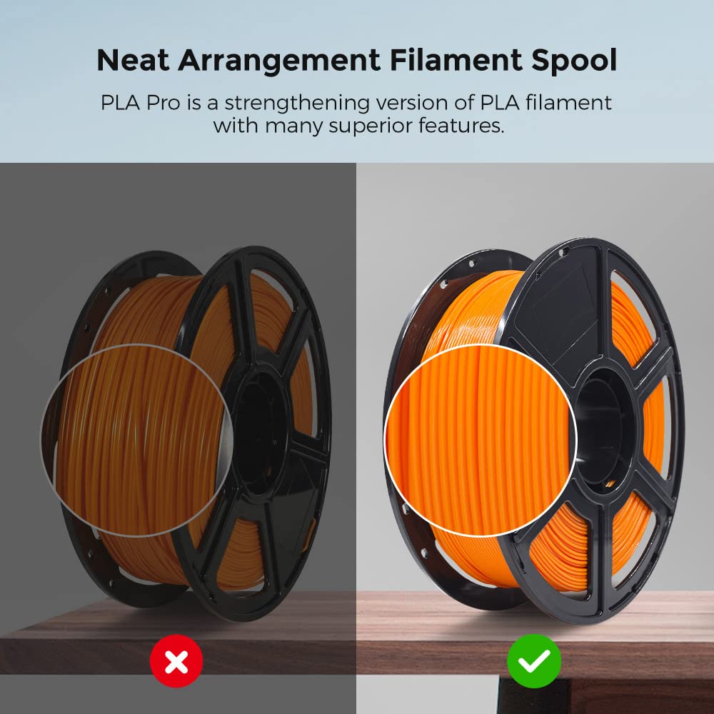 FLASHFORGE 3D Printer Filament, PLA PRO Filament 1.75mm, 1KG Spool (2.2lbs), Dimensional Accuracy +/- 0.02mm for FDM 3D Printers, Better Tenacity & No Knotting (White)
