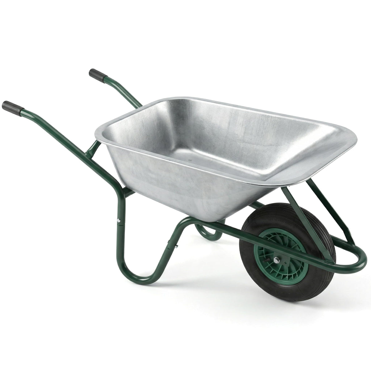 65L Wheelbarrow Home Garden, Heavy Duty Cart Galvanised Wheel Barrow with Pneumatic Tyre 100KG Load-Bear, Strong Large Transport Trolley Handcart, Suitable for Garden Work