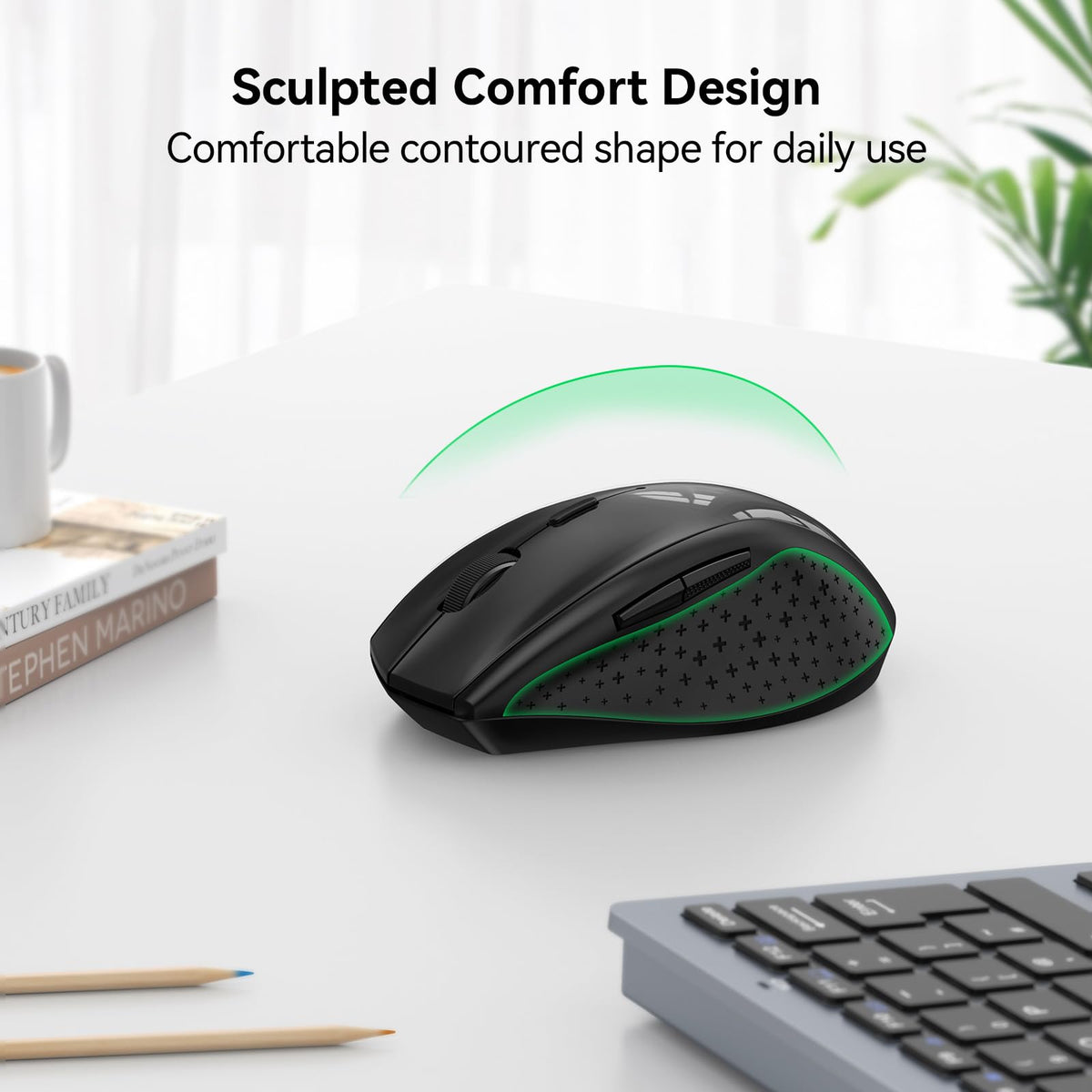 TECKNET Wireless Mouse for Laptop, 4800 DPI Optical Computer Mice with 6 Adjustable Levels, 30 Months Long Battery Life 2.4G Cordless USB Silent Mouse for Notebook, PC, Office Home Work -Grey