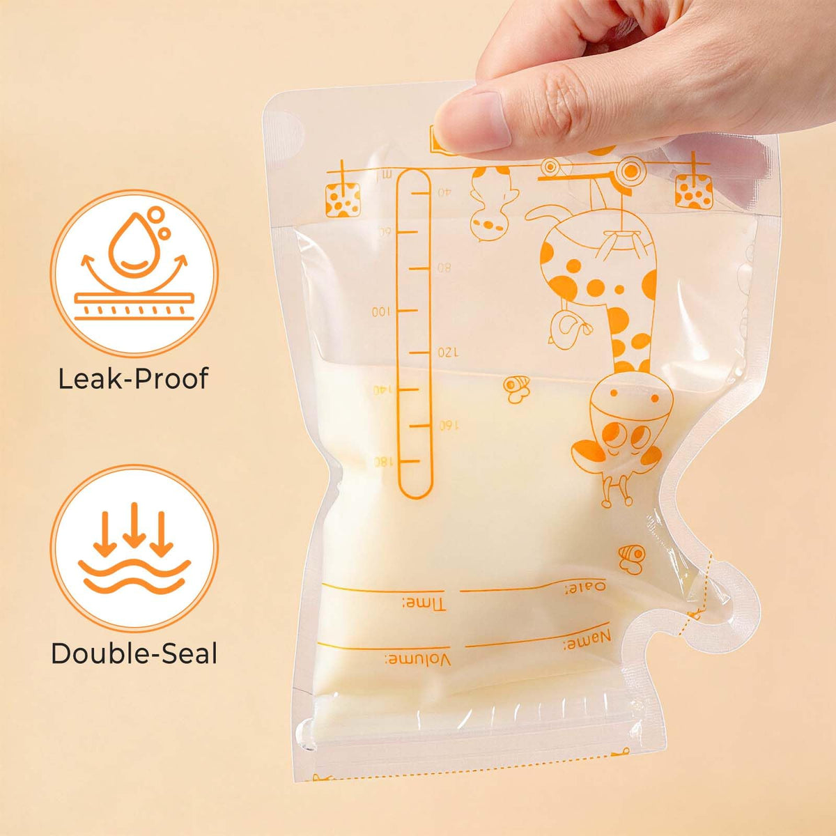 Oderra 250/180ml Breast Milk Storage Bags 50/ 100PCS- Pre-Sterilized Freezer-Safe Breastmilk Bags with Built-In Pour Spout, Double Zip Seal, Hospital Bag Maternity Essentials