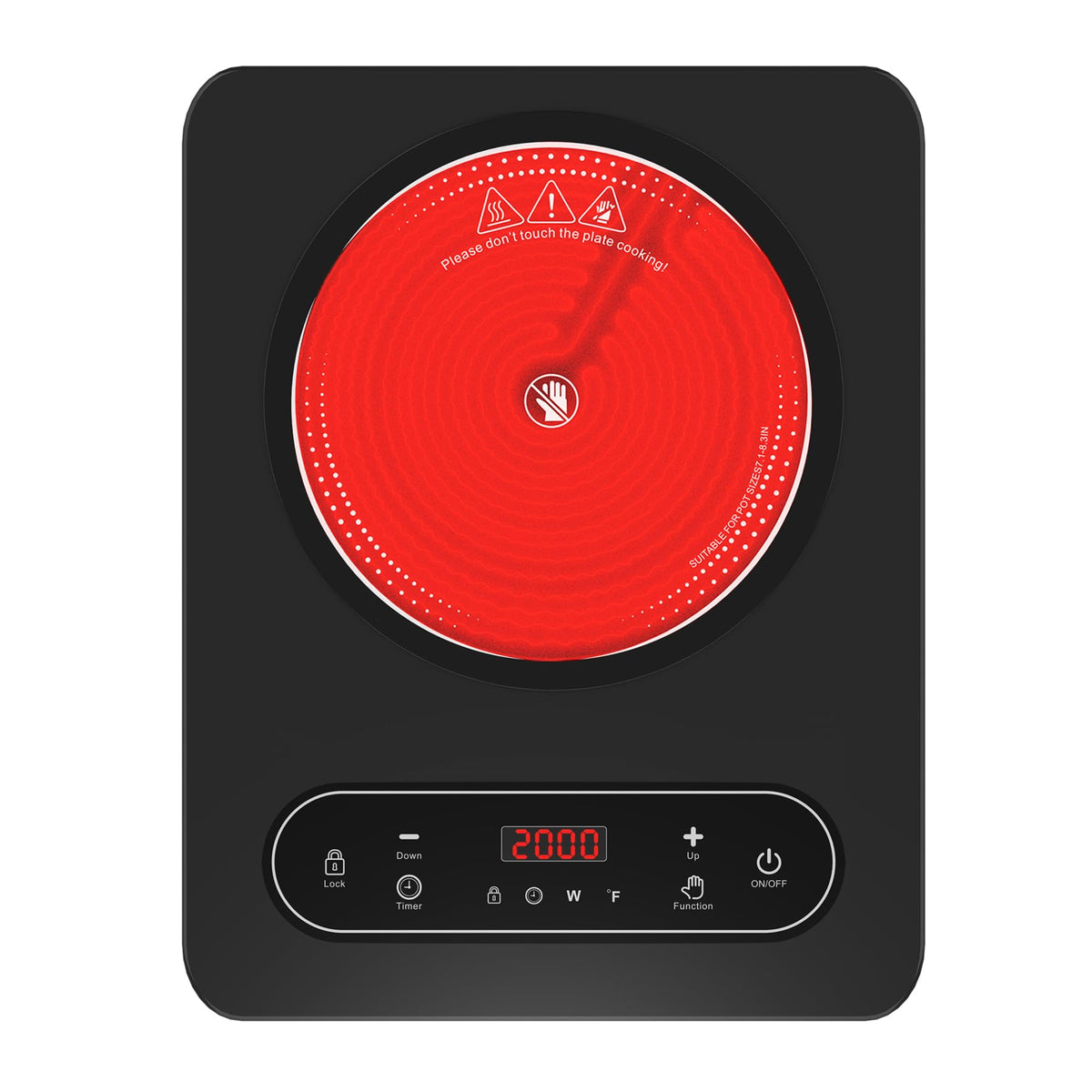 VBGK Double Induction Hob,220V 3600W 2 Ring Induction Hob with Knob Control,9 Power Levels, Kids Lock & Timer,LED Touch Control,Overheat Protection