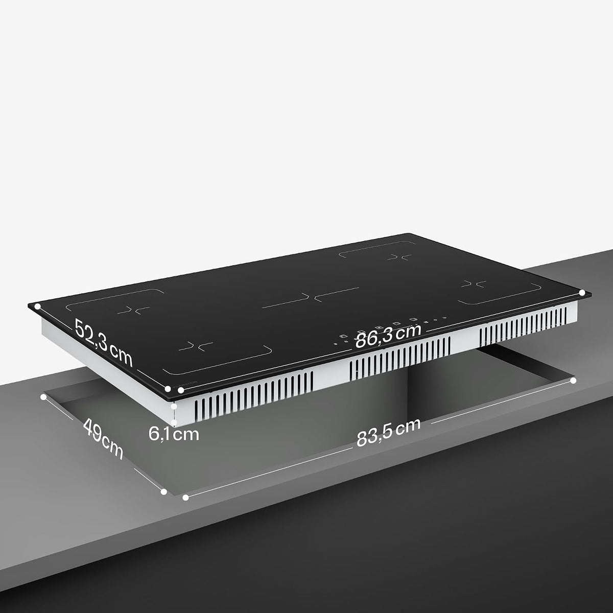 Klarstein Velaire Induction Hob 90 cm – 5 Zone Cooktop 7200W, Touch Slider, 9 Power Levels, 2 Flex Zones, Residual Heat Indicator