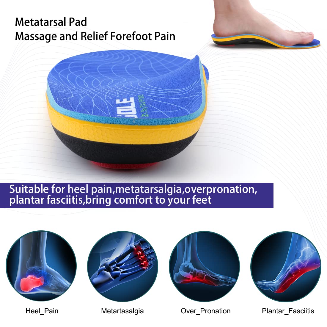 VALsole Orthotic Insole,Arch SupportFor Insole,Plantar FasciitisInsole,for OverPronation,Flat Feet,Metatarsalgia,Heel Pain, Insoles for Men and Women,Blue (UK 13-31cm, Blue-V227) (Pack of 2)