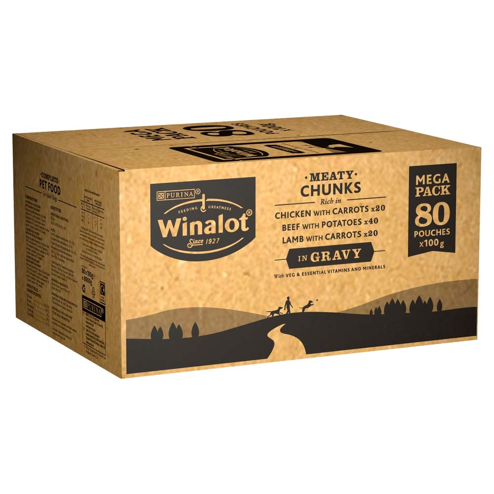 WINALOT Sunday Dinner Mixed in Gravy Wet Dog Food Pouches 40x100g