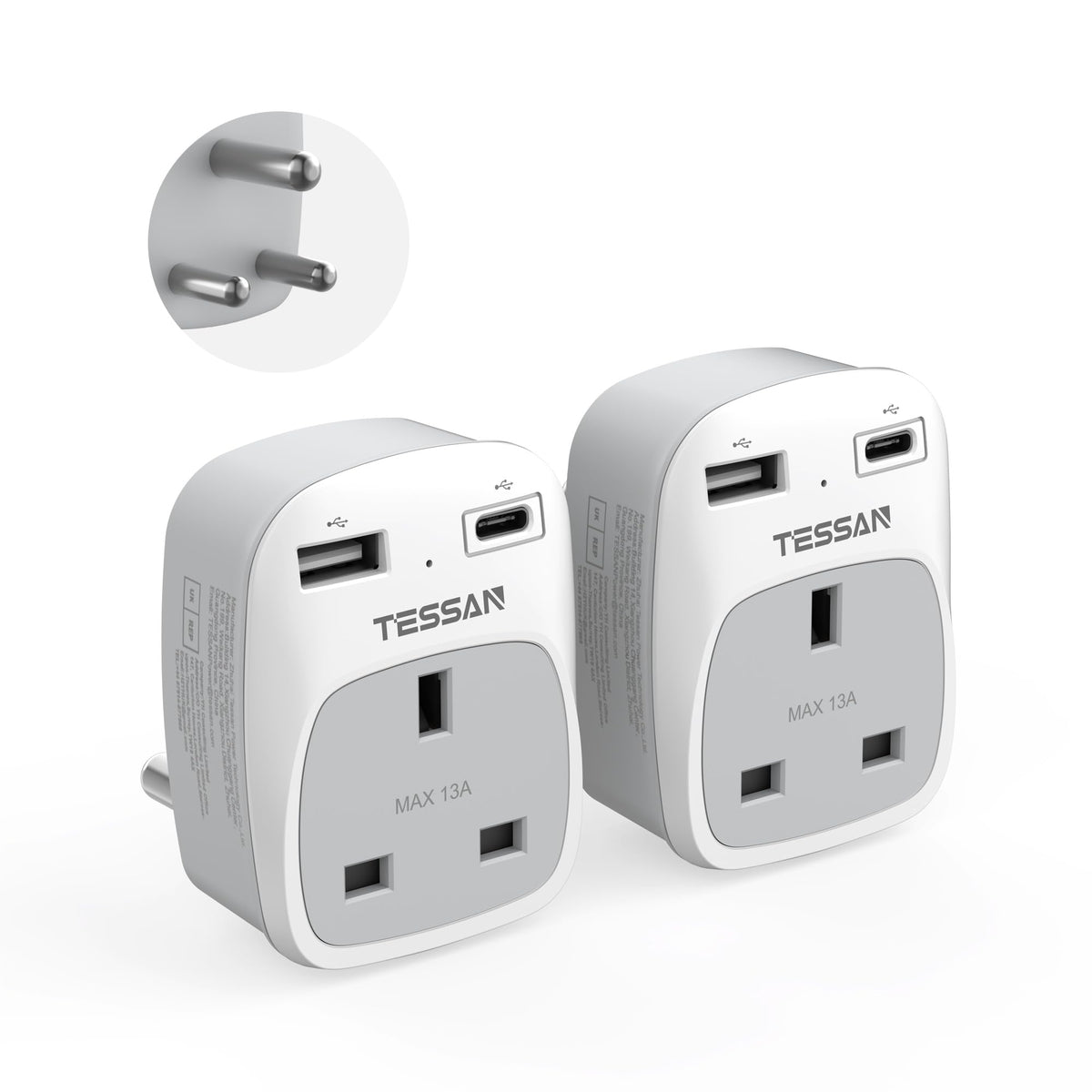 TESSAN UK to Australia Plug Adapter, Type I AU NZ Travel Adapter with USB C
