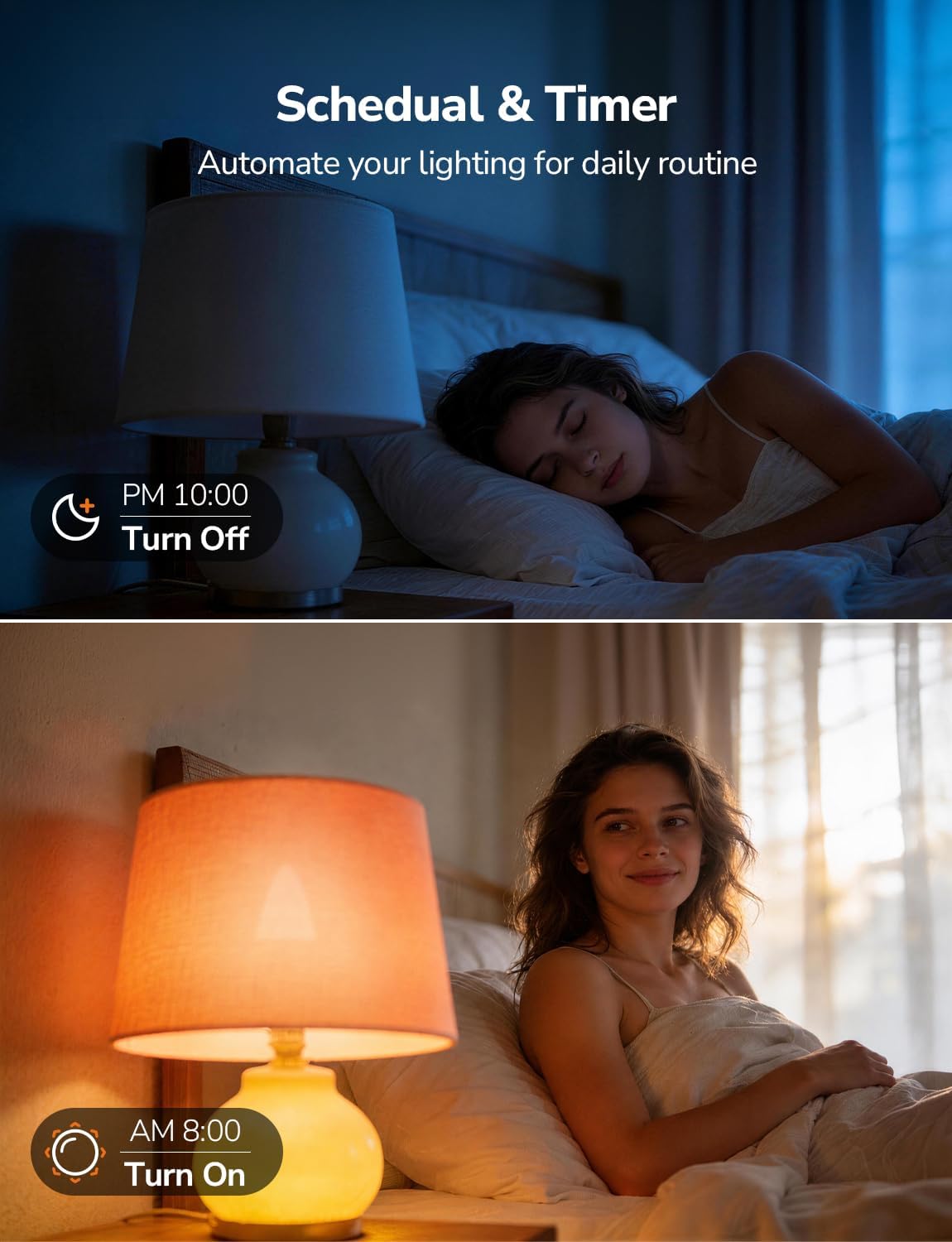 Lepro AI Smart Bulb E14, Colour Changing, Dimmable, Works with Alexa/Google