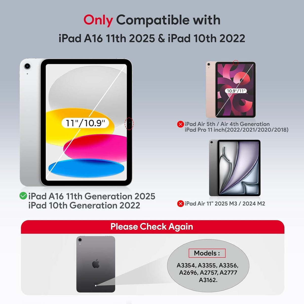 TOPESCT 2-Pack Screen Protector for iPad (A16) 11th/10th Generation (2025/2022,11 inch/10.9 Inch),9H Tempered Glass Film (iPad 11th/10th Generation（2025/2022), 2 Pack