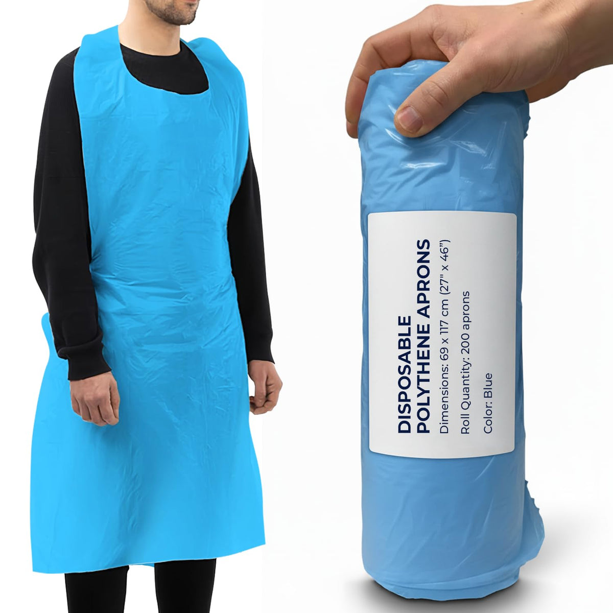 Disposable Aprons Blue Flat Pack of 500 Waterproof Plastic for Catering