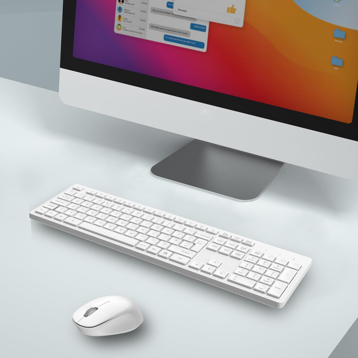 LeadsaiL Wireless Keyboard and Mouse Set, 2.4GHz USB Computer Keyboards and Mouse Combo, Full Size UK QWERTY Layout, Ergonomic Design with 12 Multimedia Shortcuts for HP/Lenovo Laptop and Mac-Purple