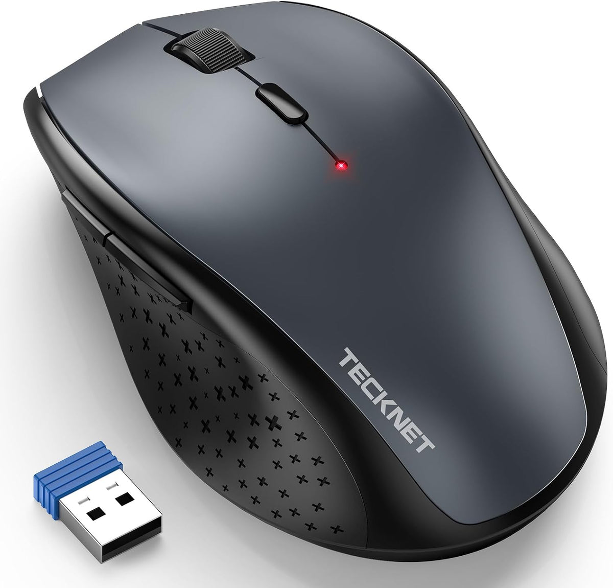 TECKNET Wireless Mouse for Laptop, 4800 DPI Optical Computer Mice with 6 Adjustable Levels, 30 Months Long Battery Life 2.4G Cordless USB Silent Mouse for Notebook, PC, Office Home Work -Grey