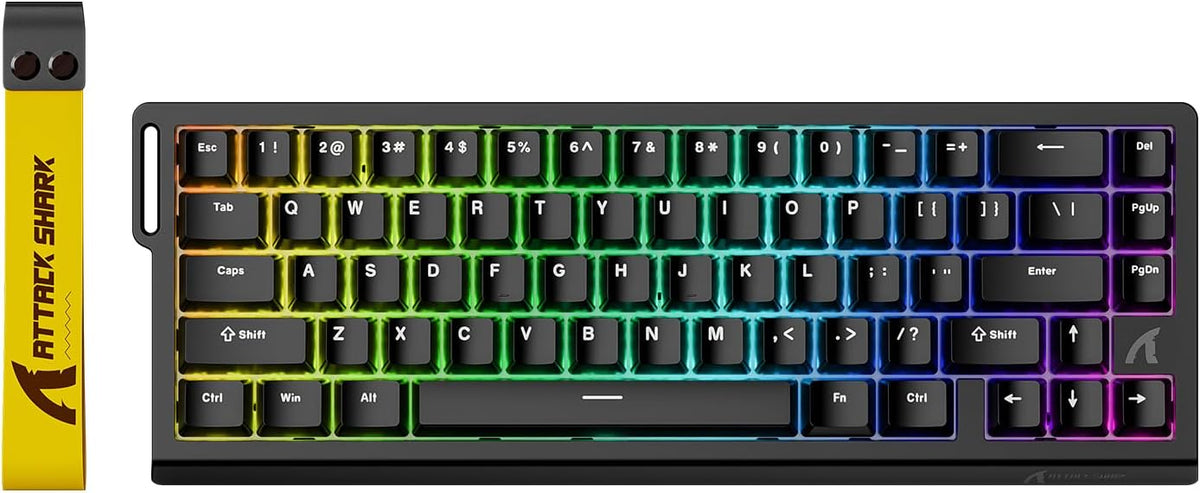 ATTACK SHARK X68 HE 8000Hz Rapid Trigger Keyboard, 0.01mm RT Accuracy Wired Gaming Keyboard with Magnetic Switch, Adjustable Actuation, Rapid Trigger, Snap Tap, RGB Lighting for PC/Mac, Black