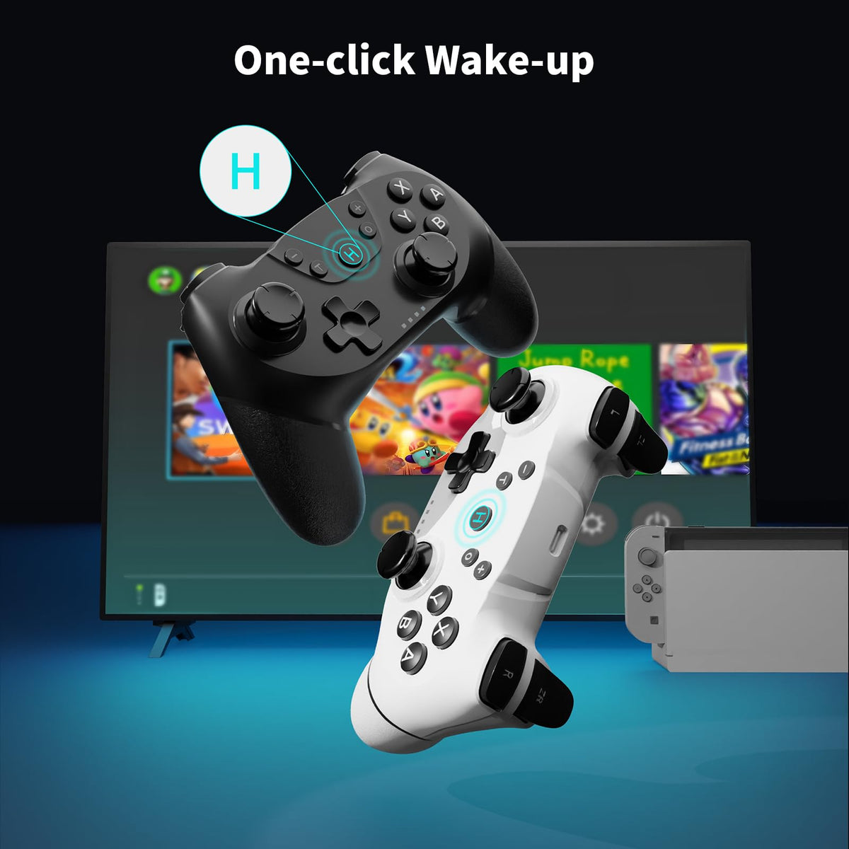 AceGamer 2pcs Wireless Controller for Switch 2/Switch/Lite/OLED, Controller for Switch Pro with Wake-up Function with One Button, Switch Pro Controller with Dual Vibration/Turbo/Screenshot