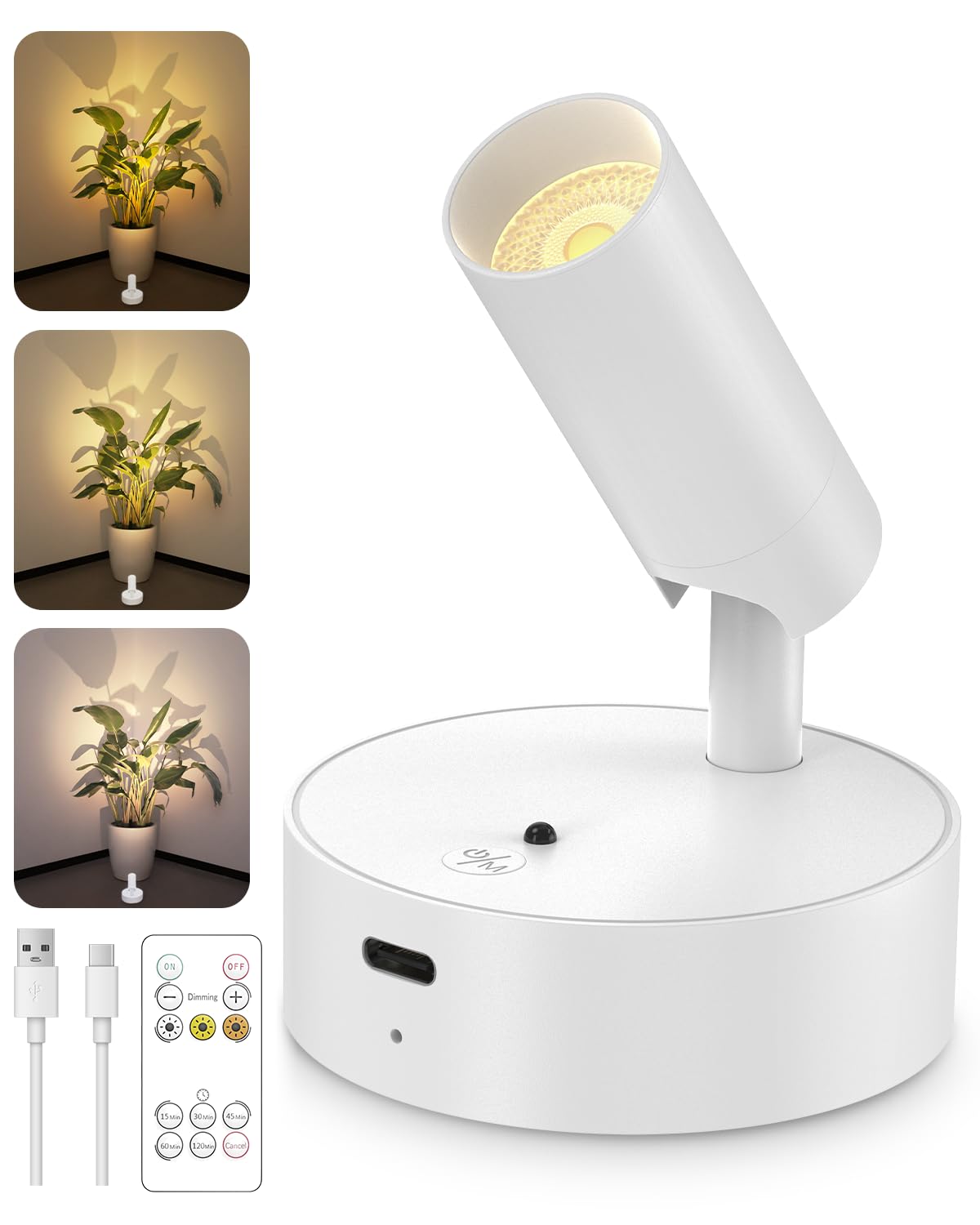 GOODEA Battery Operated Spot Light Indoor with Remote, Up to 30 Days, 3 CCT