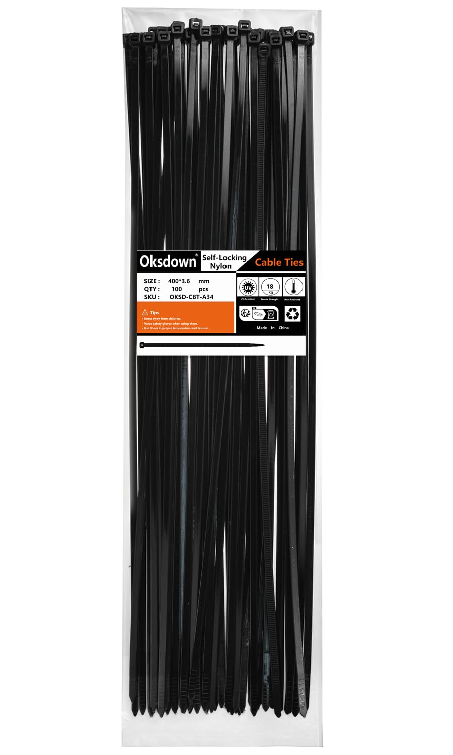100 Pack Yellow Plastic Cable Ties 300mm×3.6mm Heavy Duty Strong Nylon Premium Self Locking 12 inch/30 cm Long Zip Tie Wraps