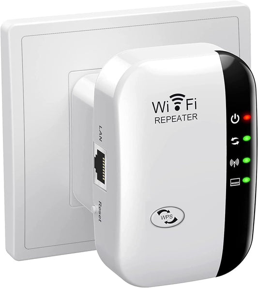 WiFi Extender Booster WiFi Repeater, Wireless Signal Booster for Home - Covers 3950 Sq.ft & 45 Devices, Internet Booster with Ethernet Port UK Plug